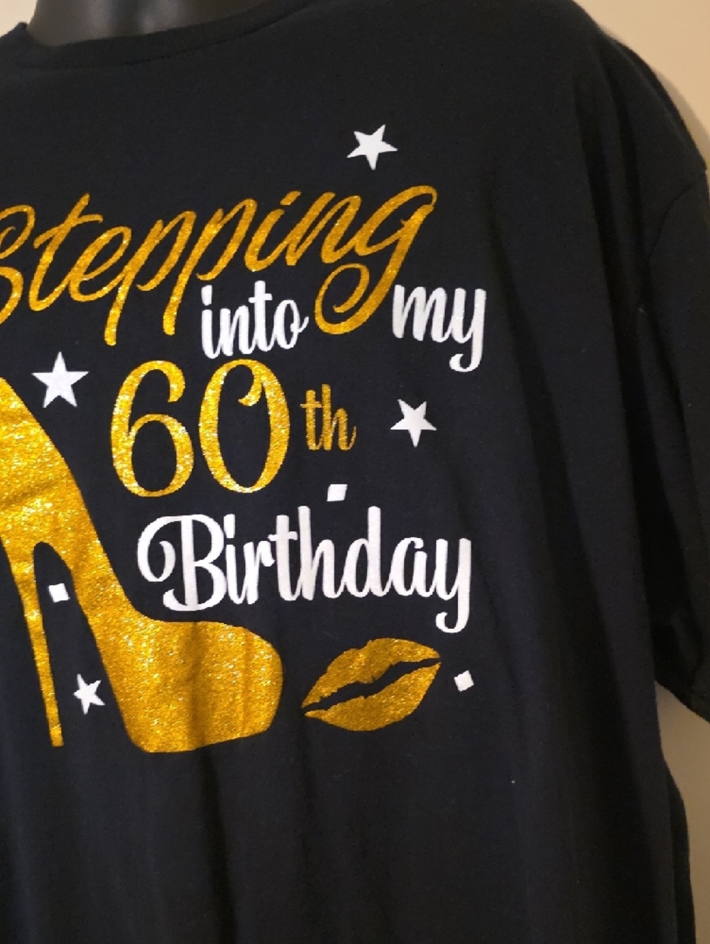 Stepping into my 60th Birthday Graphic Tee - Gold & White - Picture 4 of 5